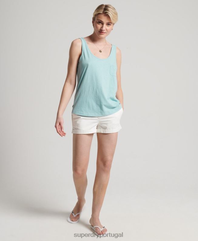 regata de bolso de algodão orgânico mulheres azul roupas Superdry 2208H6744