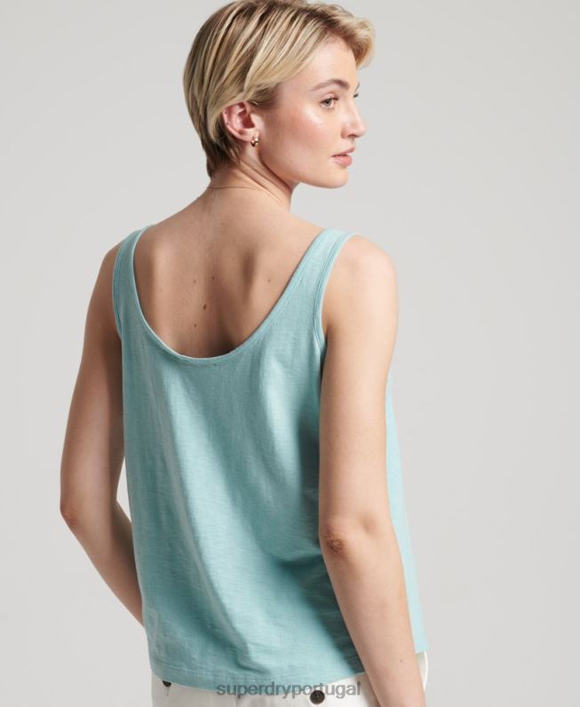 regata de bolso de algodão orgânico mulheres azul roupas Superdry 2208H6744