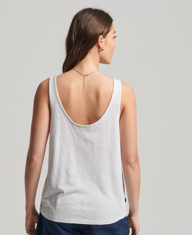 regata de bolso de algodão orgânico mulheres cinza claro roupas Superdry 2208H6590