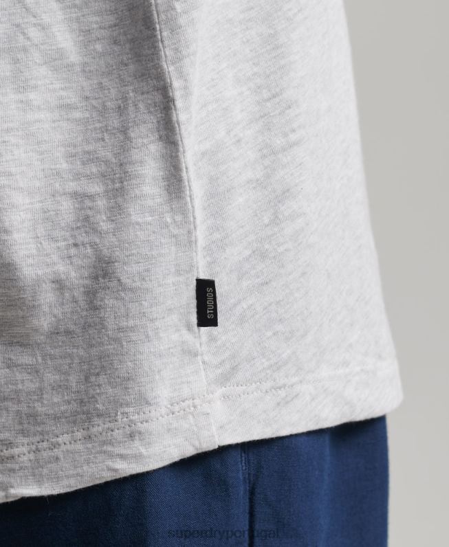 regata de bolso de algodão orgânico mulheres cinza claro roupas Superdry 2208H6590