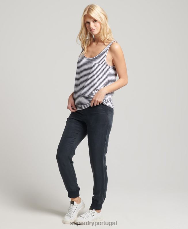 regata de bolso studios de algodão orgânico mulheres marinha roupas Superdry 2208H6647