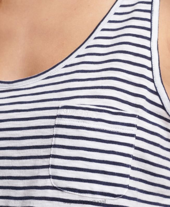 regata de bolso studios de algodão orgânico mulheres marinha roupas Superdry 2208H6647