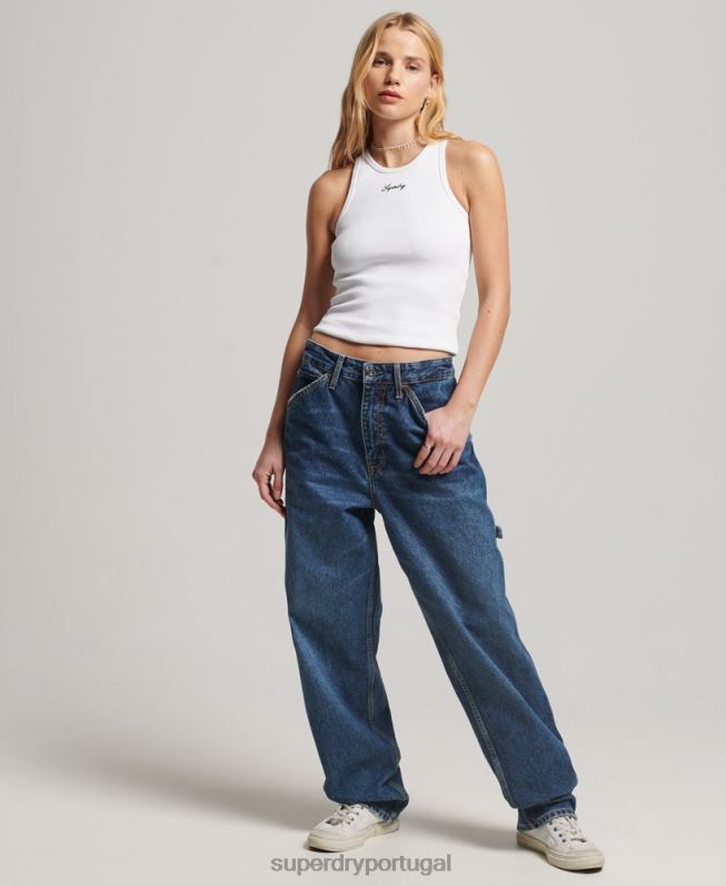 regata essencial mulheres branco roupas Superdry 2208H3008