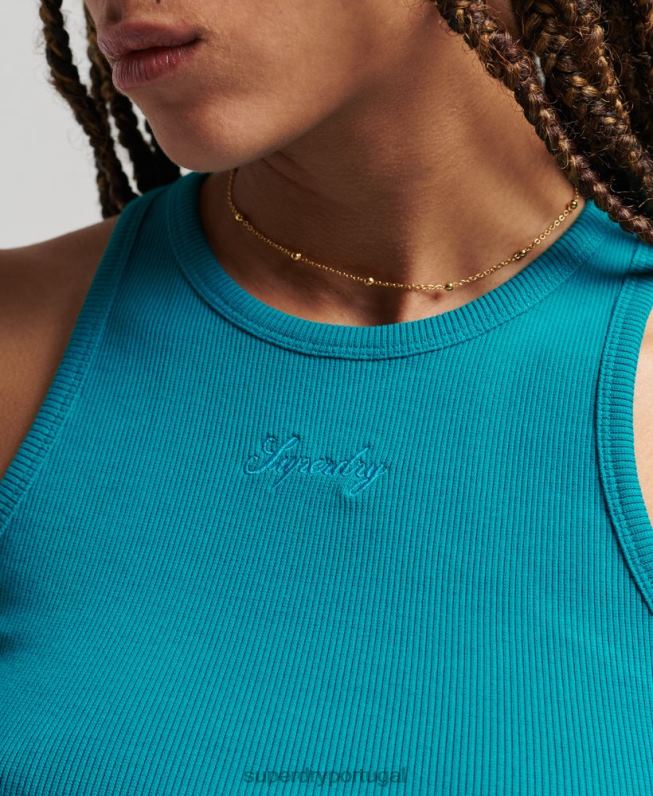 regata essencial mulheres turquesa roupas Superdry 2208H2979
