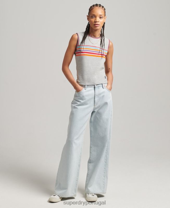 regata listrada cali mulheres cinza roupas Superdry 2208H6527