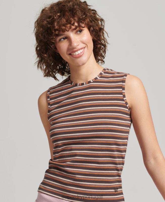 regata listrada cali mulheres marrom roupas Superdry 2208H6525