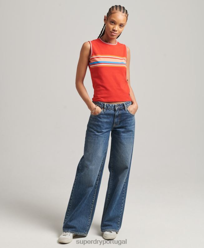 regata listrada cali mulheres vermelho roupas Superdry 2208H6536