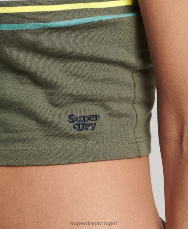 regata vintage listrada de surf mulheres verde roupas Superdry 2208H2930
