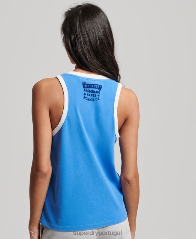 rolo vintage com colete mulheres azul roupas Superdry 2208H2174