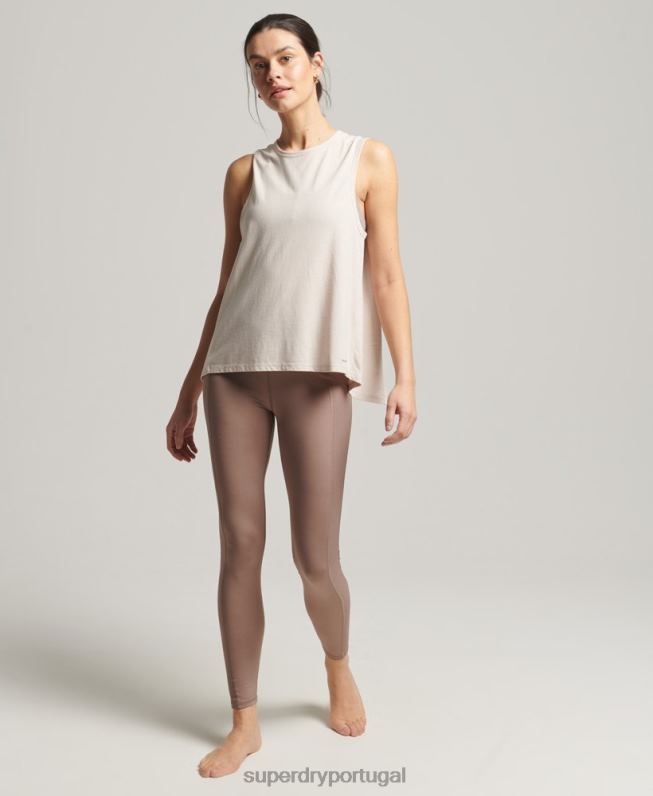 tanque traseiro aberto flexível flexível mulheres creme roupas Superdry 2208H6313