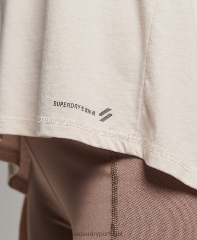 tanque traseiro aberto flexível flexível mulheres creme roupas Superdry 2208H6313