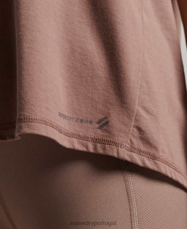 tanque traseiro aberto flexível flexível mulheres marrom roupas Superdry 2208H6332