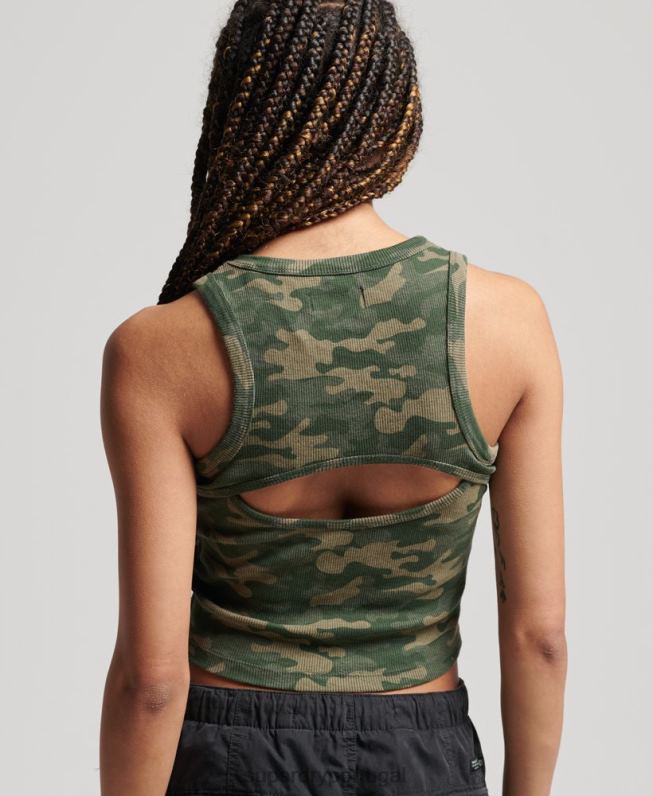 top de colete com estampa corrida em toda a peça mulheres verde roupas Superdry 2208H6716
