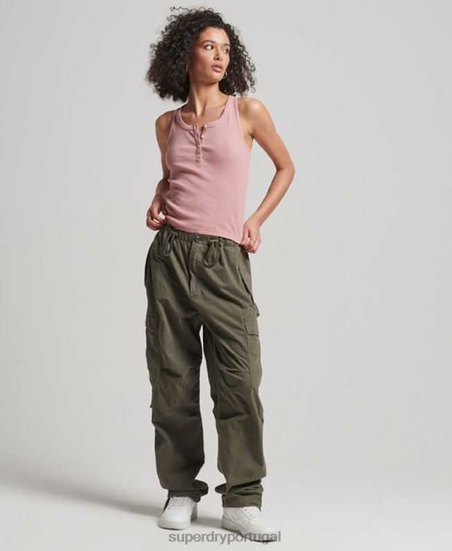 top de colete de botão mulheres rosa roupas Superdry 2208H2890