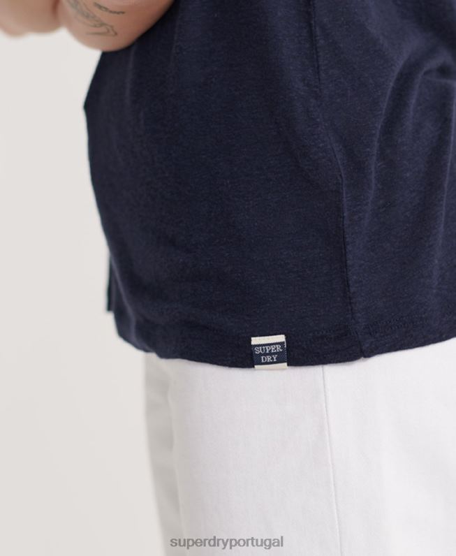 top de colete de renda chevron mulheres marinha roupas Superdry 2208H3086