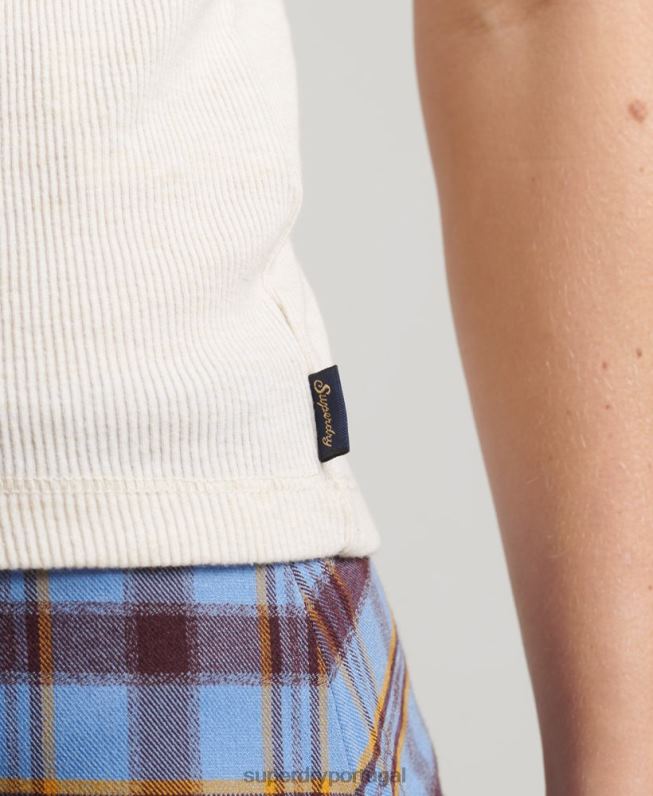 top de colete de renda mulheres bege roupas Superdry 2208H2351