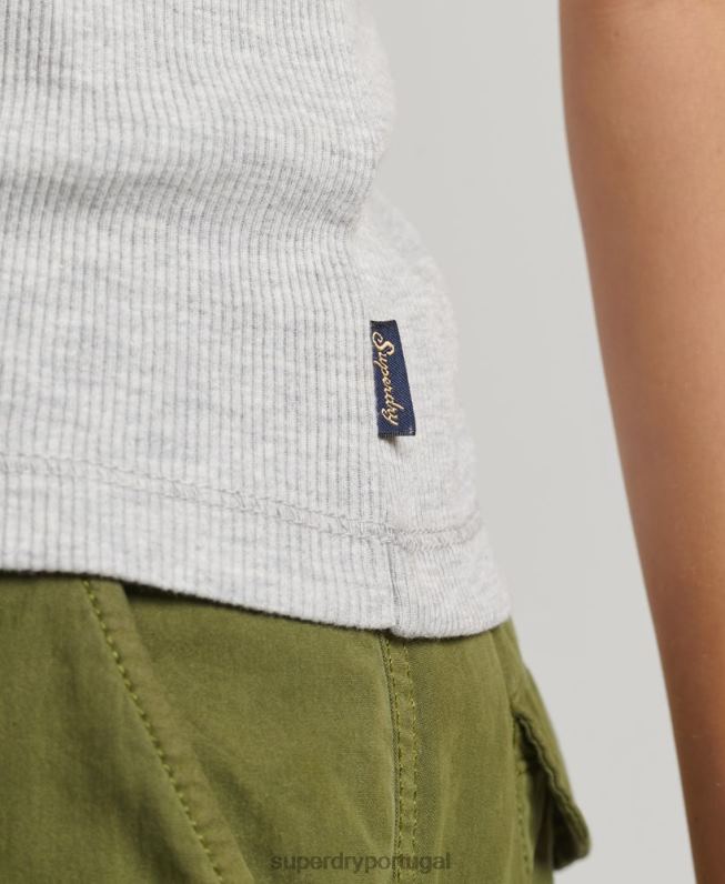 top de colete de renda mulheres cinza roupas Superdry 2208H2330