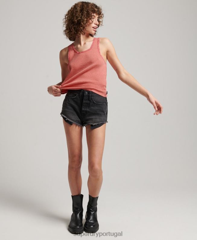 top de colete de renda mulheres coral roupas Superdry 2208H2343