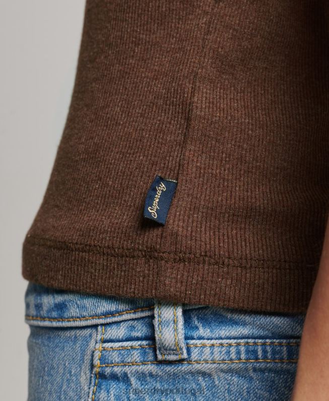 top de colete de renda mulheres marrom roupas Superdry 2208H2345