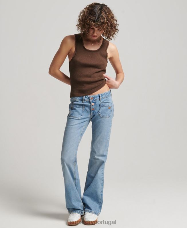 top de colete de renda mulheres marrom roupas Superdry 2208H2345