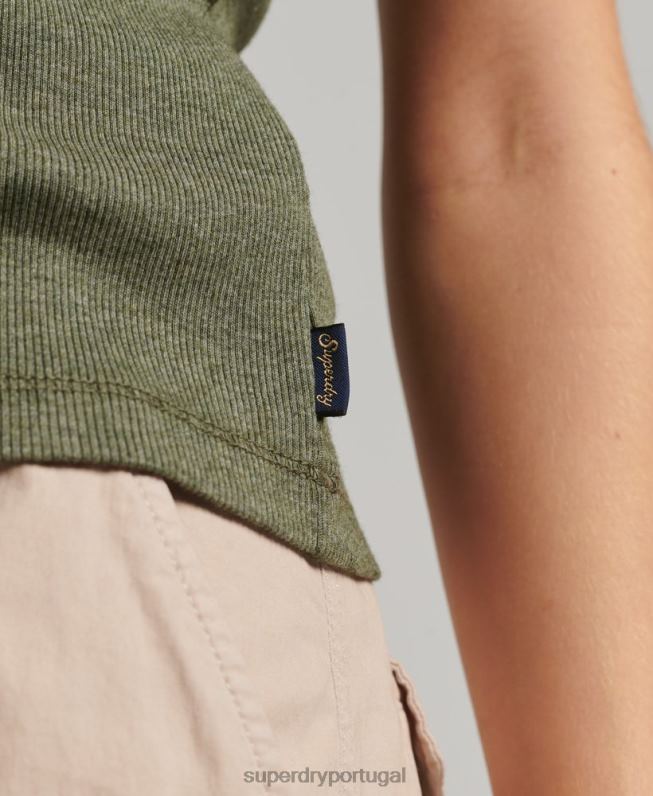 top de colete de renda mulheres verde roupas Superdry 2208H1954