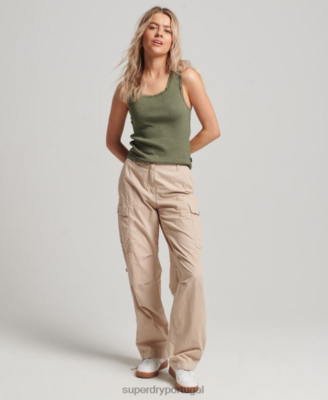 top de colete de renda mulheres verde roupas Superdry 2208H1954