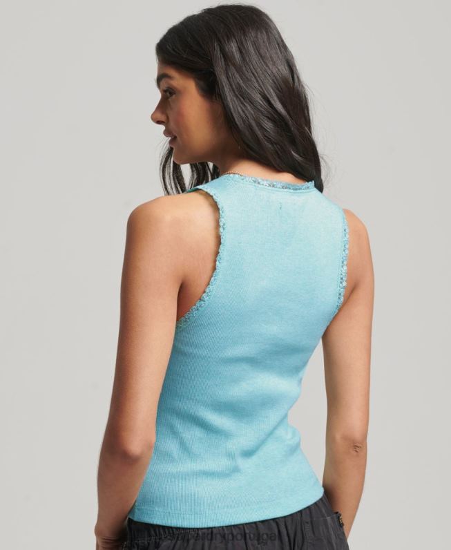 top de colete de renda mulheres verde roupas Superdry 2208H2336
