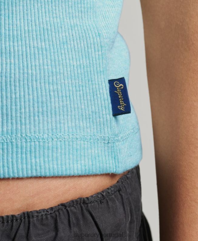 top de colete de renda mulheres verde roupas Superdry 2208H2336