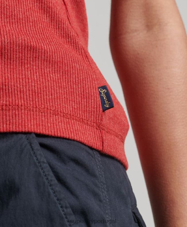 top de colete de renda mulheres vermelho roupas Superdry 2208H2328