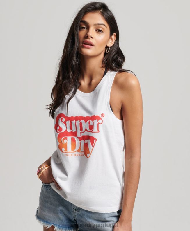 top de colete de sombra vintage mulheres branco roupas Superdry 2208H2216