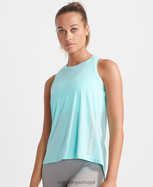 top de colete solto refrescante mulheres azul roupas Superdry 2208H4211