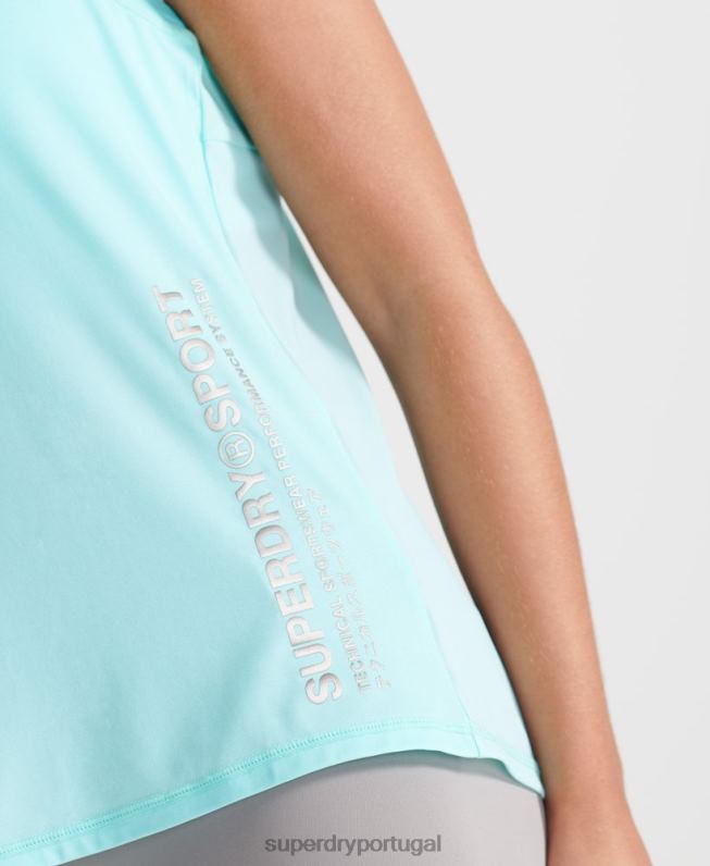 top de colete solto refrescante mulheres azul roupas Superdry 2208H4211
