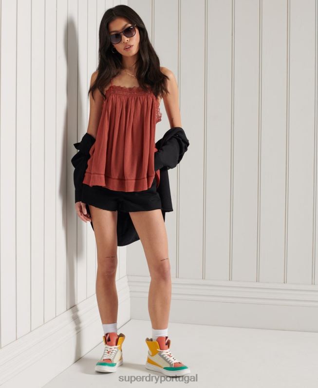 blusa alana mulheres laranja roupas Superdry 2208H3044