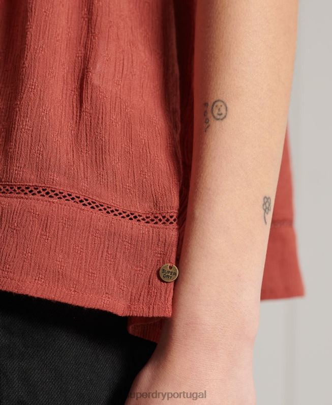 blusa alana mulheres laranja roupas Superdry 2208H3044