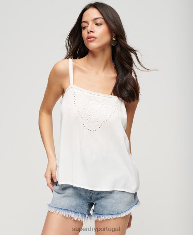 blusa bordada mulheres branco roupas Superdry 2208H2057
