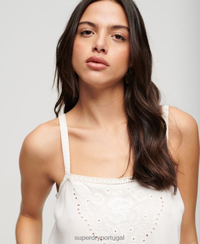 blusa bordada mulheres branco roupas Superdry 2208H2057