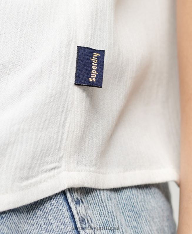 blusa bordada mulheres branco roupas Superdry 2208H2057