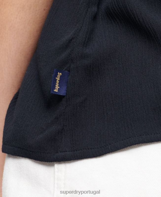 blusa bordada mulheres marinha roupas Superdry 2208H2087