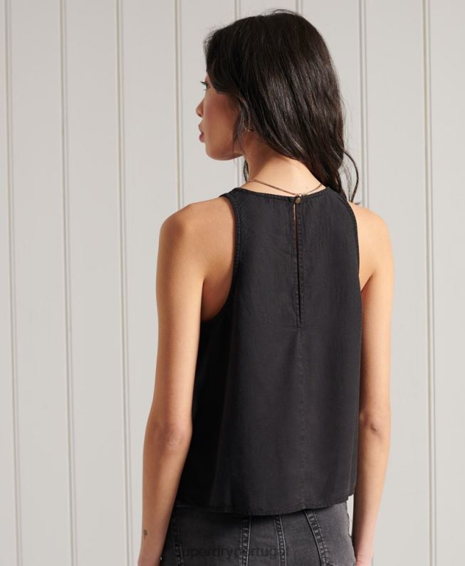 blusa bordada mulheres preto roupas Superdry 2208H3067