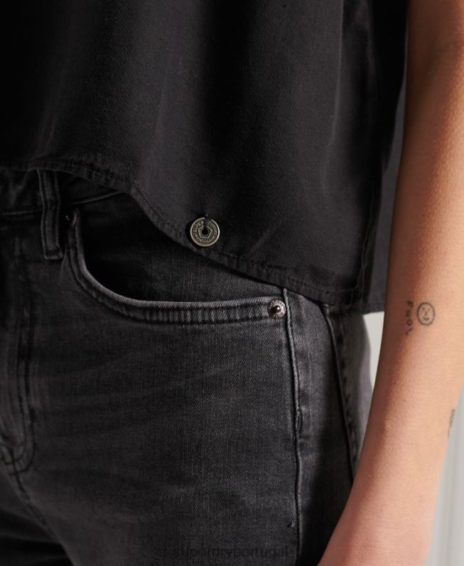 blusa bordada mulheres preto roupas Superdry 2208H3067