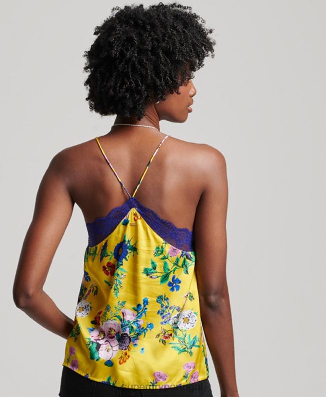 blusa de cetim mulheres amarelo roupas Superdry 2208H2994