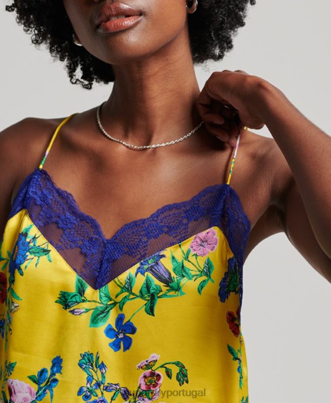 blusa de cetim mulheres amarelo roupas Superdry 2208H2994