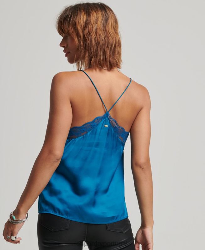 blusa de cetim mulheres azul roupas Superdry 2208H2938