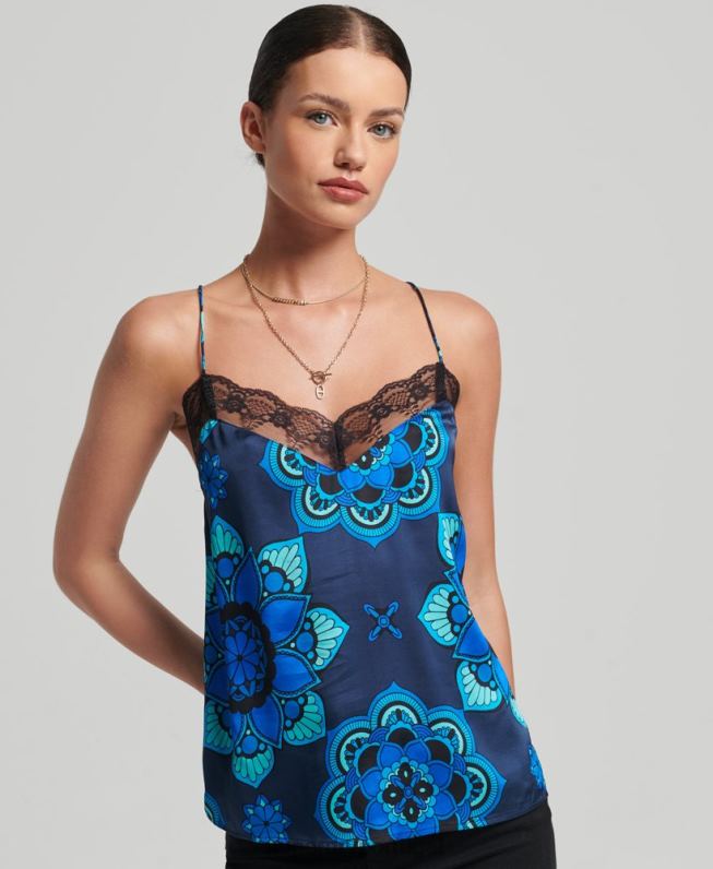 blusa de cetim mulheres azul roupas Superdry 2208H2993