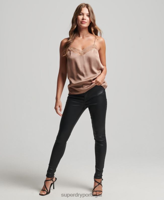 blusa de cetim mulheres marrom roupas Superdry 2208H2991