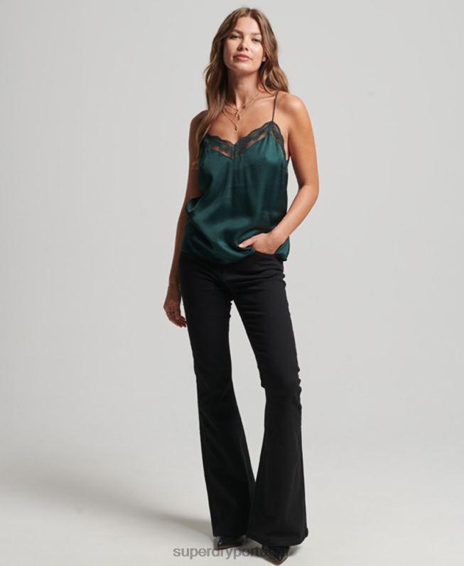 blusa de cetim mulheres verde roupas Superdry 2208H2937