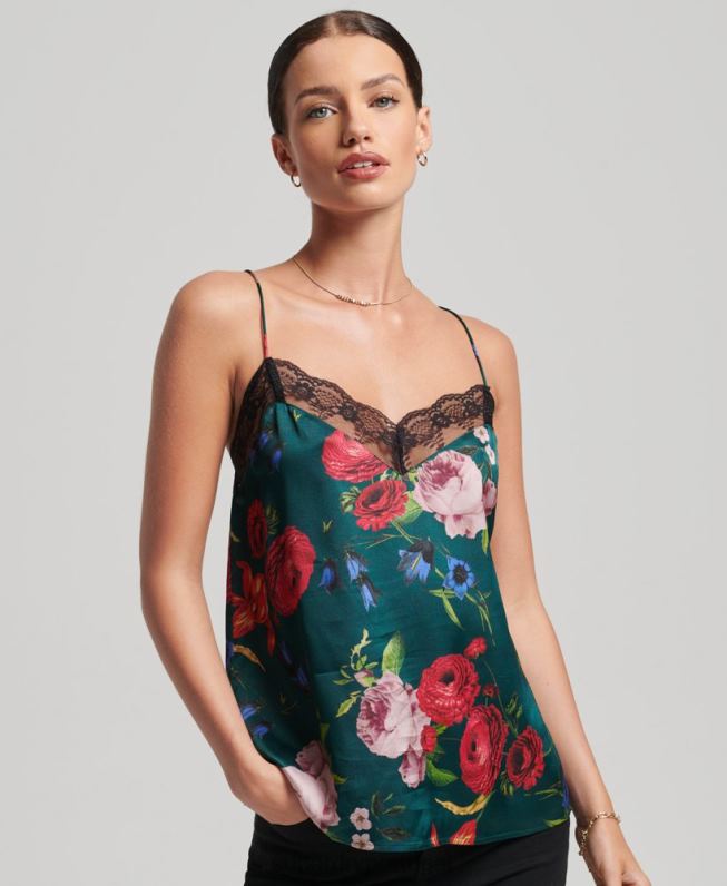 blusa de cetim mulheres verde roupas Superdry 2208H2961