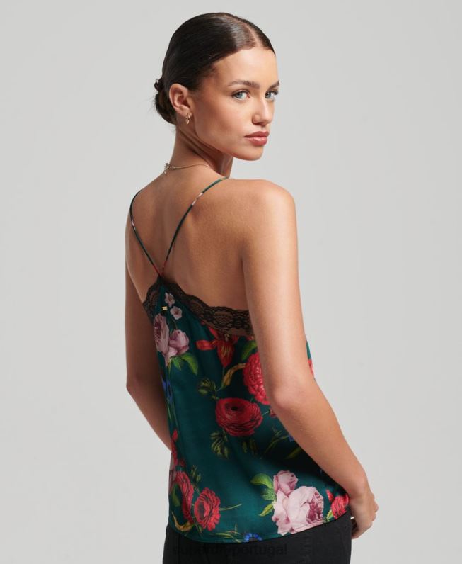 blusa de cetim mulheres verde roupas Superdry 2208H2961