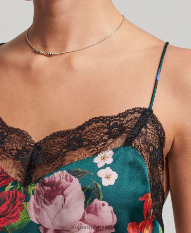 blusa de cetim mulheres verde roupas Superdry 2208H2961