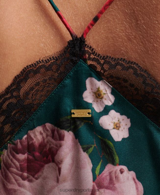 blusa de cetim mulheres verde roupas Superdry 2208H2961